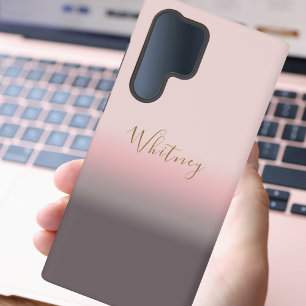Modernes einfaches rosa lila und goldenes Monogram Samsung Galaxy Hülle