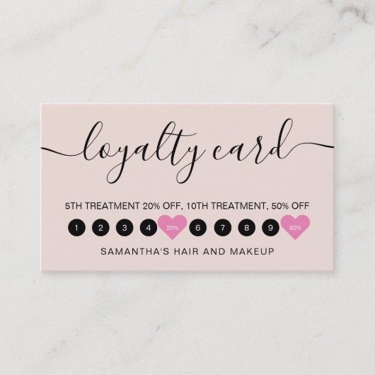 Modernes, einfaches Rosa-Script-Make-up 10 Treuekarte (Vorderseite)