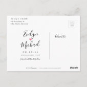 Modernes, einfaches rosa Skript-Foto Save the Date Postkarte (Rückseite)