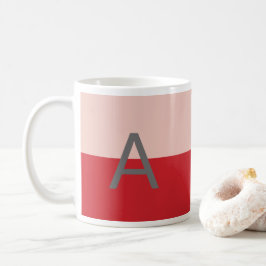 Modernes, einfaches Rot- und Rosa Monogramm Kaffeetasse