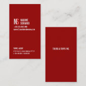 Modernes einfaches rotes Monogramm beruflich Visitenkarte (Vorne/Hinten)