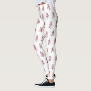 Modernes, einfaches, rotes Weihnachtsbaummuster Leggings