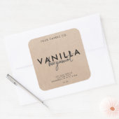 Modernes, einfaches Rustikales Kraft-Kerzensiegel Quadratischer Aufkleber (Umschlag)