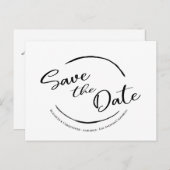Modernes, einfaches Save the Date Logo Schwarz-wei Postkarte (Vorne/Hinten)