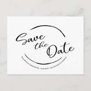 Modernes, einfaches Save the Date Logo Schwarz-wei Postkarte