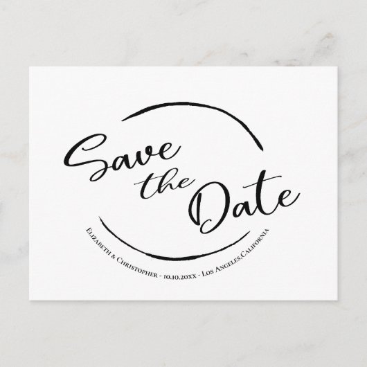 Modernes, einfaches Save the Date Logo Schwarz-wei Postkarte (Vorderseite)