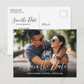Modernes einfaches, Save the Date Skript-Foto Postkarte (Vorne/Hinten)