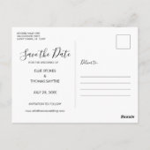 Modernes einfaches, Save the Date Skript-Foto Postkarte (Rückseite)