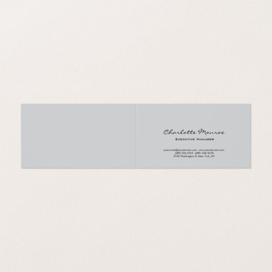 Modernes, einfaches, Schlichtes Beruflich Grau Visitenkarten (Außenseite Aufgefaltet)