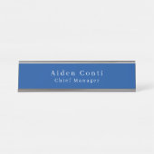 Modernes, einfaches Schlichtes Deep Blue Minimalis Schreibtischnamensplakette (Vorderseite )