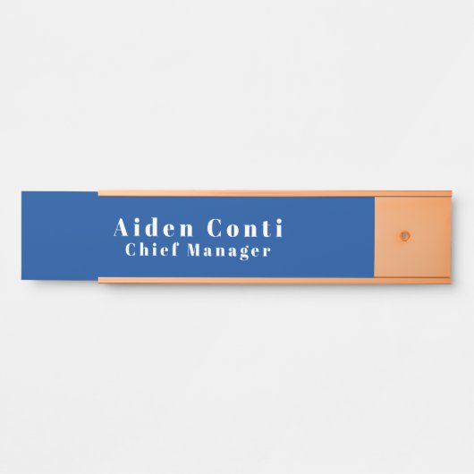 Modernes, einfaches Schlichtes Deep Blue Minimalis Türschild (Vorderseite )