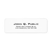 Modernes, einfaches Schlichtes White Address Label (Vorne)