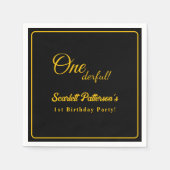 Modernes, einfaches Schwarz-Gold-Elegant 1. Geburt Serviette (Vorderseite)