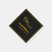 Modernes, einfaches Schwarz-Gold-Elegant 1. Geburt Serviette (Ecke)