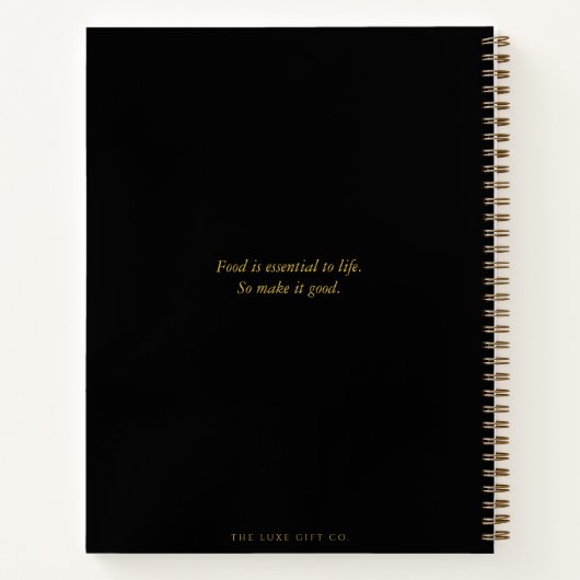 Modernes einfaches Schwarz-Gold Monogramm Rezept Notizblock (Rückseite)