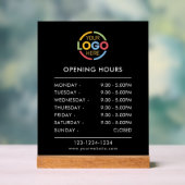 Modernes, einfaches Schwarz | Öffnungszeiten von F Acrylschild (Neutral)