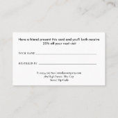 Modernes, einfaches Schwarz und Weiß Empfehlungskarte (Rückseite)