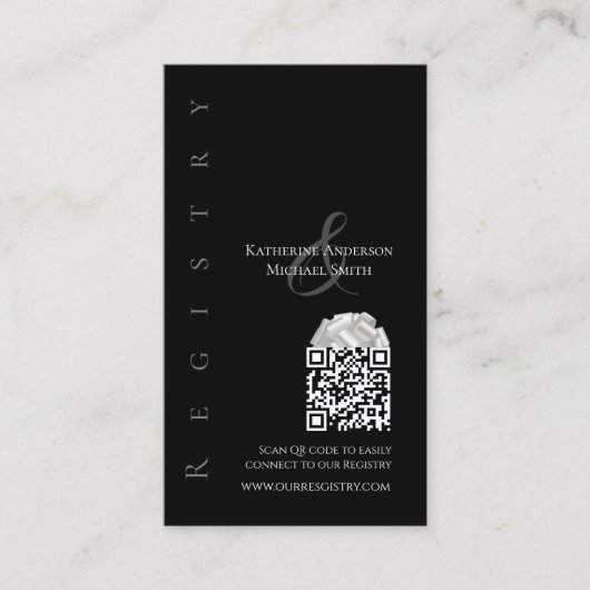 Modernes, einfaches Schwarz und Weiß - Heiratsregi Visitenkarte (Vorderseite)