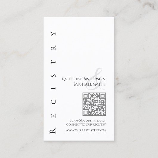 Modernes, einfaches Schwarz und Weiß - Heiratsregi Visitenkarte (Vorderseite)