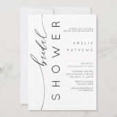 Modernes einfaches Schwarz-Weiß-Brautparty Einladung (Vorderseite)