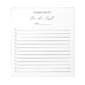 Modernes, einfaches Schwarz-Weiß-Design Notizblock (Vorderseite)