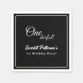 Modernes, einfaches Schwarz-Weiß-Elegant 1. Geburt Serviette (Vorderseite)