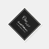 Modernes, einfaches Schwarz-Weiß-Elegant 1. Geburt Serviette (Ecke)