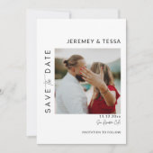 Modernes, einfaches Schwarz-Weiß-Foto Save The Date (Vorderseite)