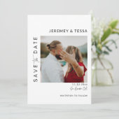 Modernes, einfaches Schwarz-Weiß-Foto Save The Date (Stehend Vorderseite)