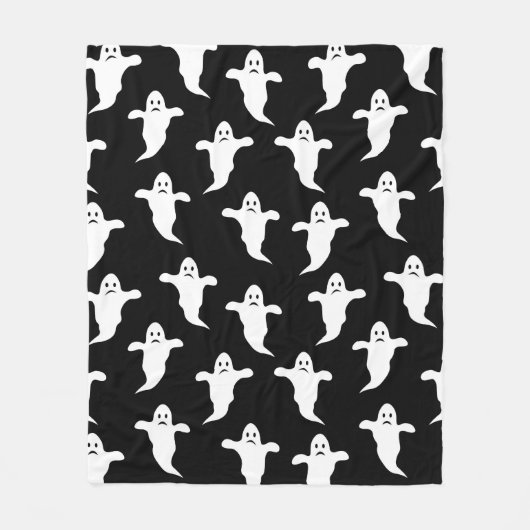 Modernes, einfaches Schwarz-Weiß-GeisterHalloween Fleecedecke (Vorderseite)