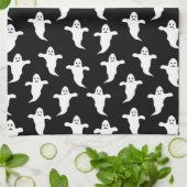 Modernes, einfaches Schwarz-Weiß-GeisterHalloween Geschirrtuch (Gefaltet)