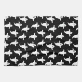 Modernes, einfaches Schwarz-Weiß-GeisterHalloween Geschirrtuch (Horizontal)