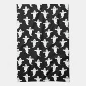 Modernes, einfaches Schwarz-Weiß-GeisterHalloween Geschirrtuch (Vertikal)