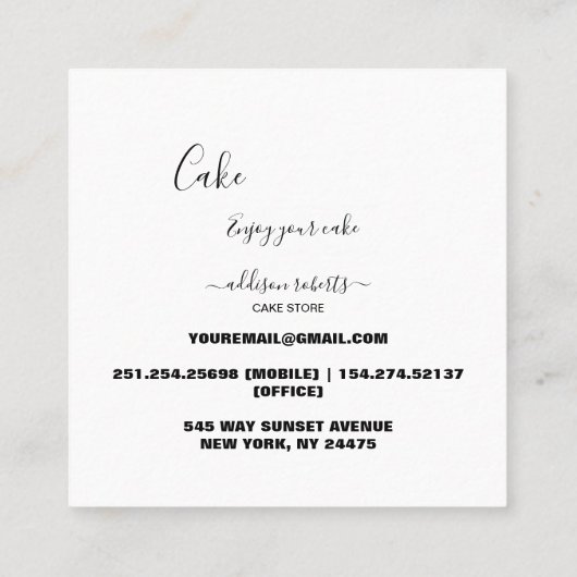 Modernes einfaches Schwarz-Weiß-Geschäft Quadratische Visitenkarte (Rückseite)