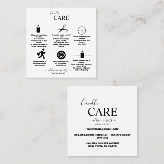 Modernes einfaches Schwarz-Weiß-Geschäft Quadratische Visitenkarte (Vorne/Hinten)