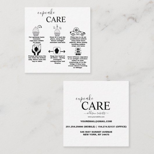 Modernes einfaches Schwarz-Weiß-Geschäft Quadratische Visitenkarte (Vorne/Hinten)