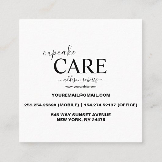 Modernes einfaches Schwarz-Weiß-Geschäft Quadratische Visitenkarte (Rückseite)