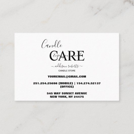 Modernes einfaches Schwarz-Weiß-Geschäft Visitenkarte (Rückseite)