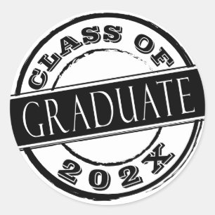 Modernes, einfaches Schwarz-Weiß-Graduat Runder Aufkleber