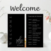 Modernes einfaches Schwarz-Weiß-Hochzeitsprogramm 