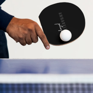 Modernes einfaches Schwarz-Weiß-Minimal-Skript Tischtennis Schläger