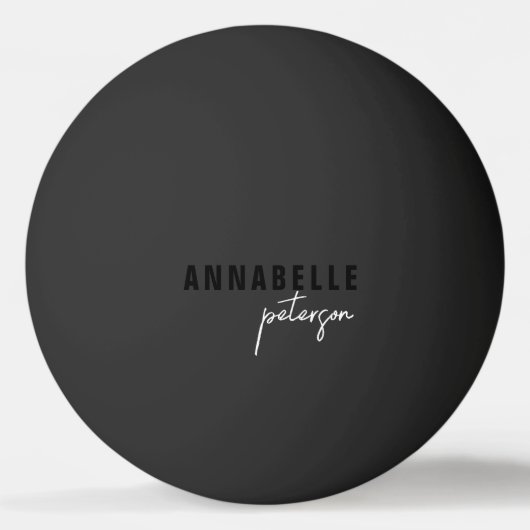 Modernes einfaches Schwarz-Weiß-Minimal-Skript Tischtennisball (Vorderseite)