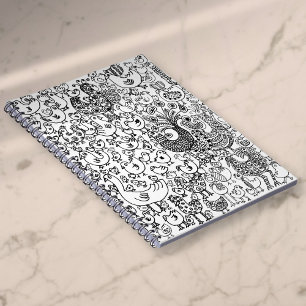 Modernes einfaches Schwarz-Weiß-Muster Notizblock