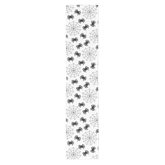 Modernes, einfaches Schwarz-Weiß-Spione Halloween Kurzer Tischläufer (Vorderseite)