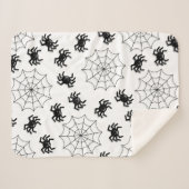 Modernes, einfaches Schwarz-Weiß-Spione Halloween Sherpadecke (Vorderseite (Horizontal))