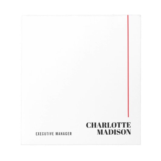 Modernes Einfaches Schwarz Weiß Trendiges Minimali Notizblock (Vorderseite)