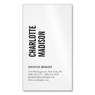 Modernes einfaches Schwarz-Weiß-Trendy-Minimalisti Magnetische Visitenkarte