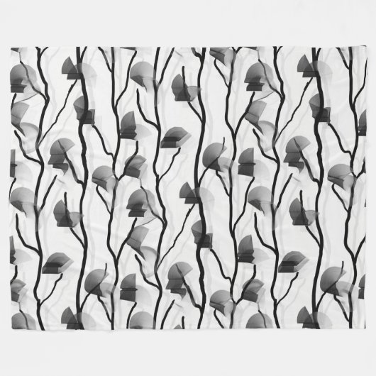 Modernes, einfaches Schwarz-weißes Abstraktes Wein Fleecedecke (Vorderseite (Horizontal))