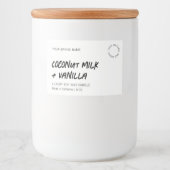 Modernes, einfaches, Schwarz-weißes, wassersichere Lebensmitteletikett (Vorderseite)