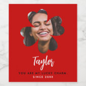 Modernes, einfaches Schwarzes Glück in der Liebe K Weinetikett (Einzelnes Label)